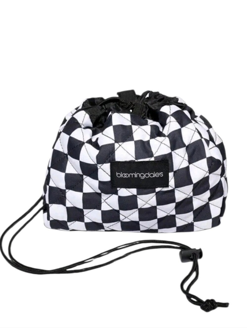 NWT Bloomingdales Black And White Checkered Makeup Toiletry Pouch Travel Bag